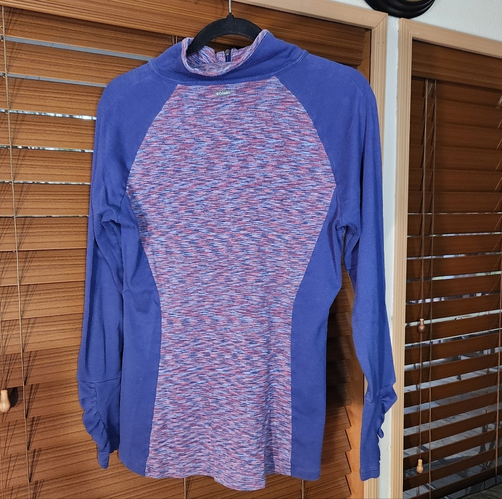 ⭐️COLUMBIA Purple Space Dye 1/4 Zip Pullover Jacket Ruched Cuff XL Athleisure - Picture 2 of 6